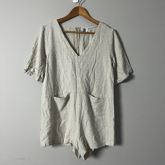 2/$30 Princess Polly Linen Romper 8 - Picture 3 of 6